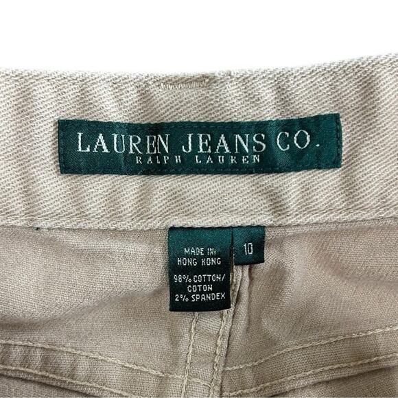 Lauren Jeans Co. Ralph Lauren Side Seam Stitch Denim Jeans Beige Sz 10 Bootcut - Picture 3 of 9